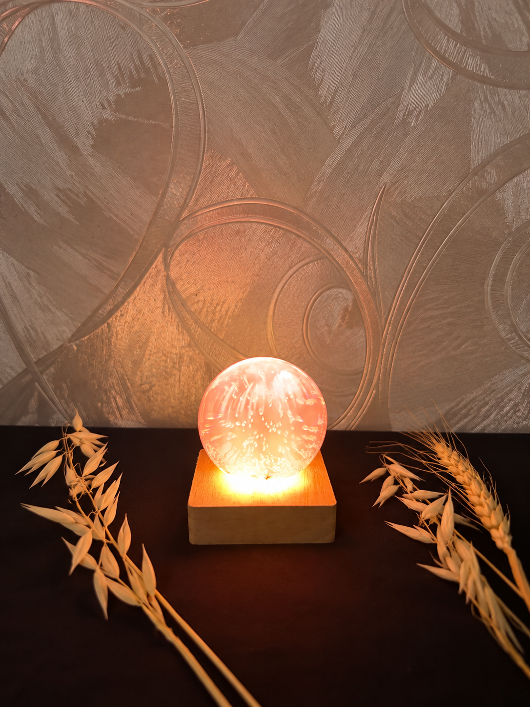 Lampe LED pétale de fleurs rose